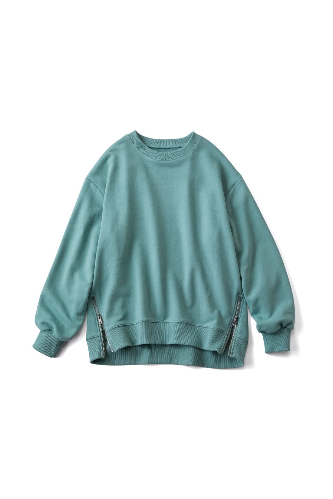 Live in  comfort|リブ イン コンフォート　Ｌｉｖｅ　Ｌｏｖｅ　ＣｏｔｔｏｎⓇプロジェクト　大人っぽく着られる　すそファスナースウェットトップス 〈グレイッシュベージュ〉|ピーコック