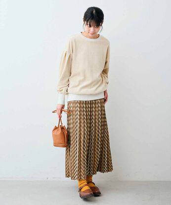 Live in comfort［リブインコンフォート］ | ヘリンボーン柄プリーツニットスカート〈ＢＥ〉
