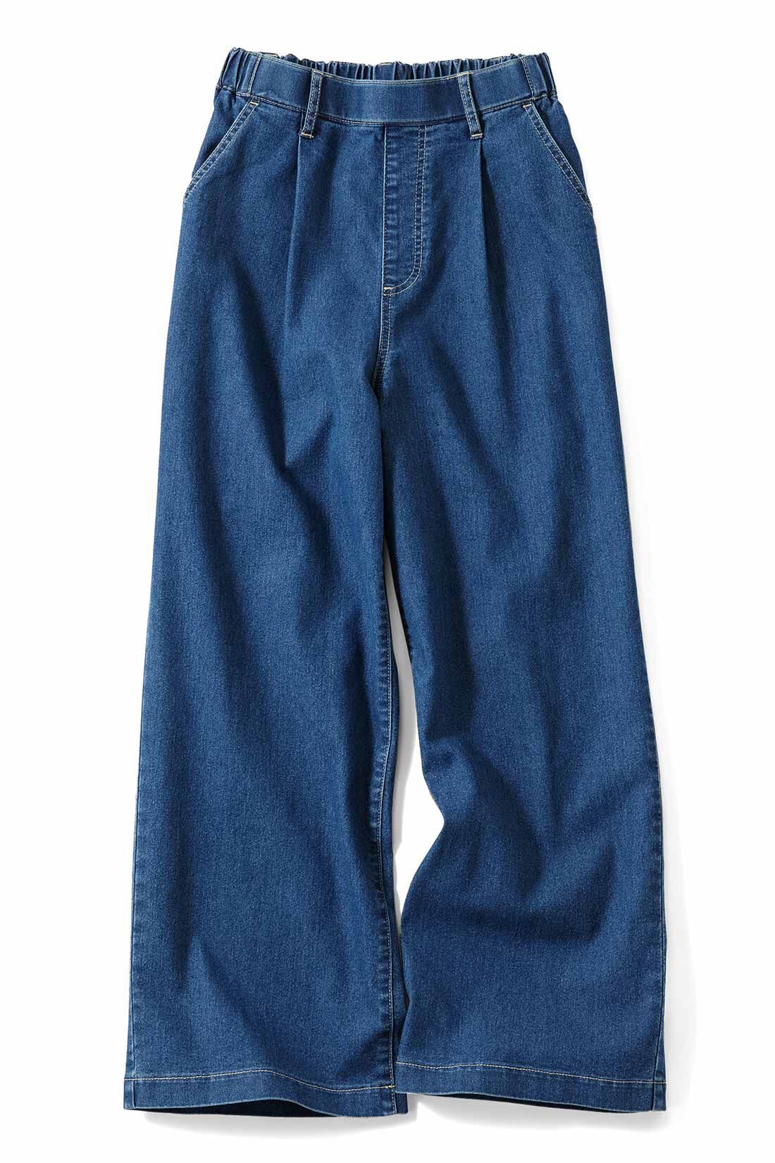 Live in  comfort|リブ イン コンフォート 接触冷感＆吸汗速乾で暑い日も涼やか 短め丈のワイドデニムパンツの会|ブルー