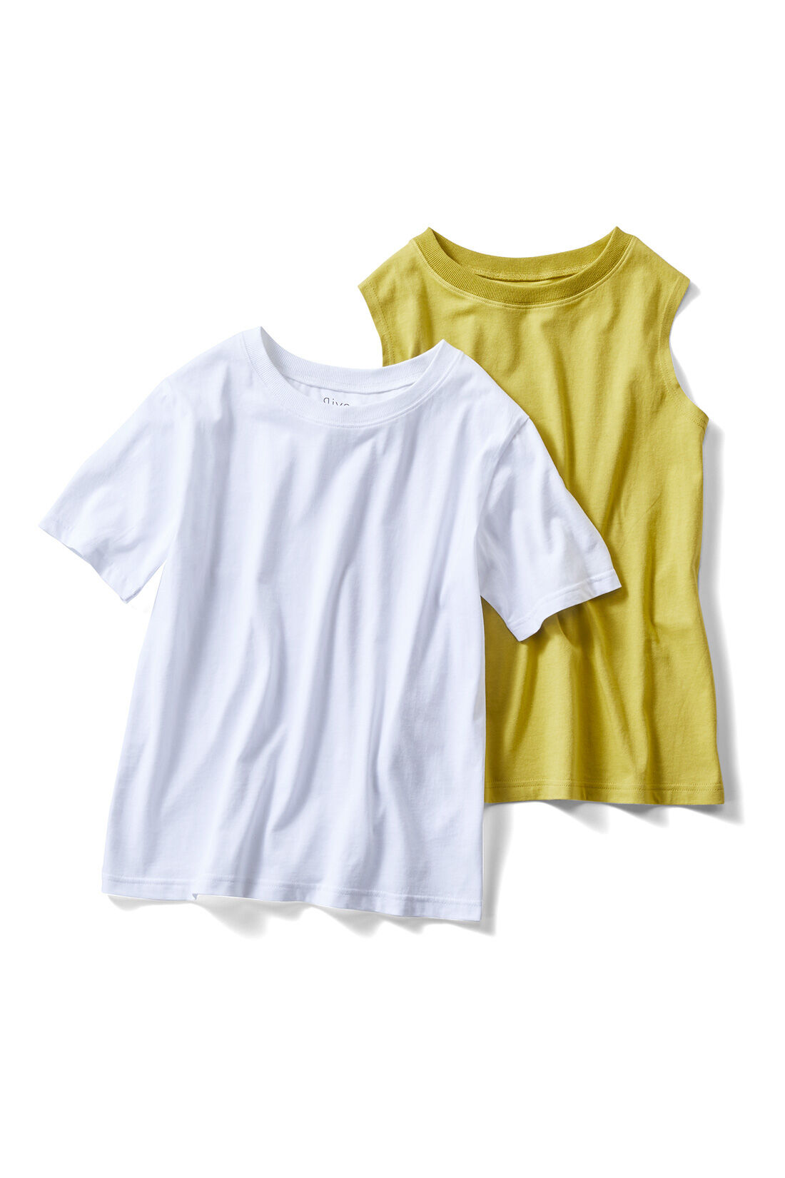 Live in  comfort|Live love cotton（R）プロジェクト リブ イン コンフォート きれいシルエットのパックTシャツ＆タンクトップセット〈マスタード＆ホワイト〉|マスタード＆ホワイト