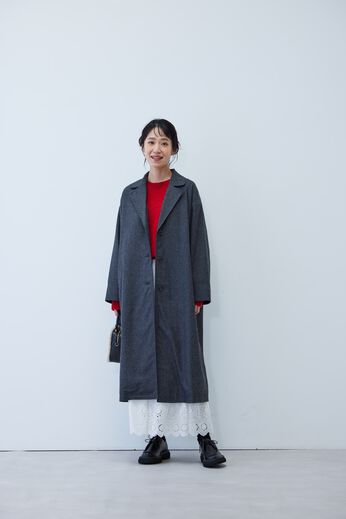 Live in  comfort | ウール混ロングコート〈ＧＹ〉リブイン