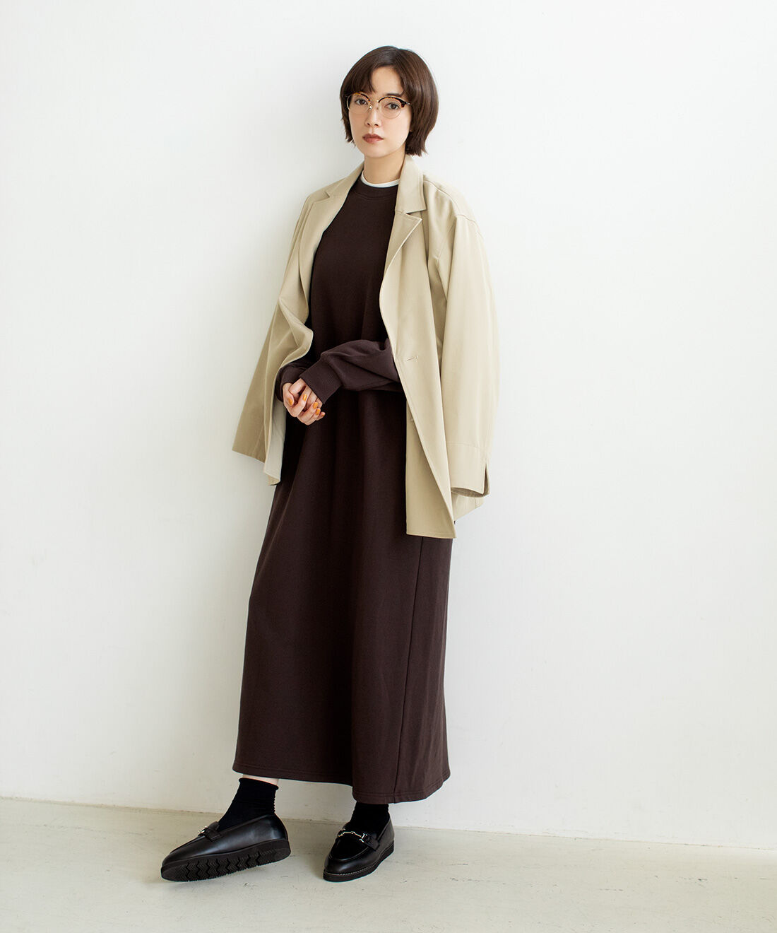 Live in  comfort|リブ イン コンフォート 栞里ちゃんとつくった シルエットにこだわった 着心地らくちん 裏毛デザインワンピース