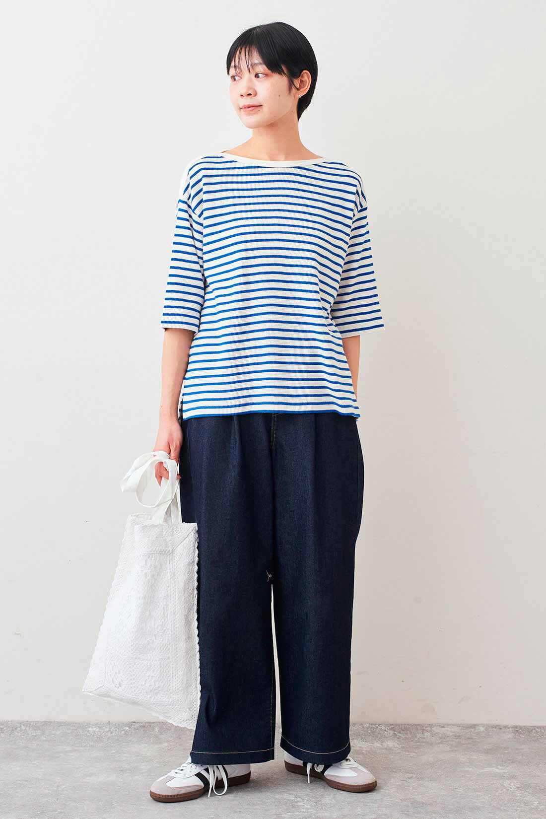 Live in  comfort|リブ イン コンフォート Live love cotton（R）プロジェクト 肌心地やわらかな 大人ボーダーワッフルトップスの会