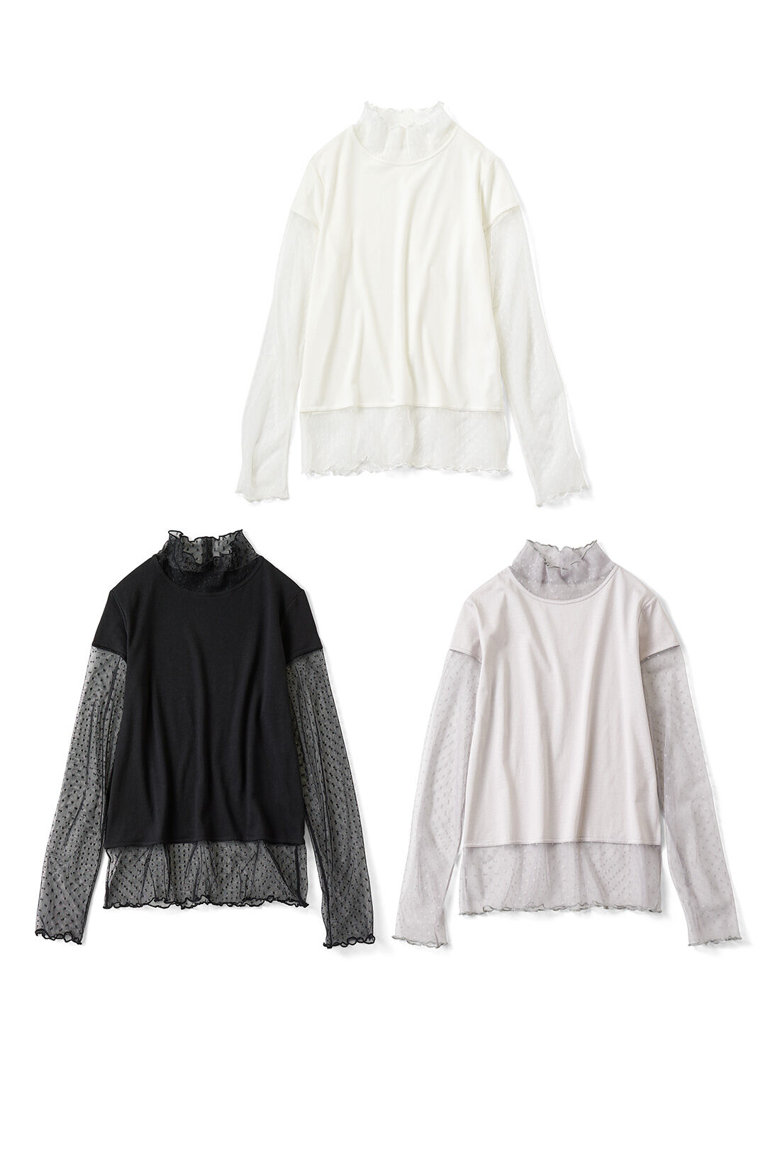 Live in  comfort|リブ イン コンフォート 重ね着が素敵に華やぐ ドットチュール切り替えカットソートップスの会
