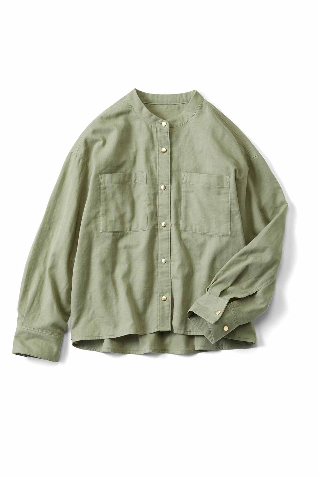 Live in  comfort|リブ イン コンフォート ダブルガーゼを軽やかにはおる やわらかなコットンシャツの会|グリーン