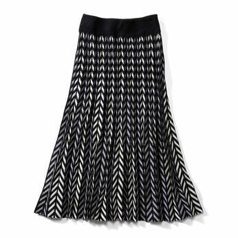 Live in comfort［リブインコンフォート］ | ヘリンボーン柄プリーツニットスカート〈ＢＫ〉