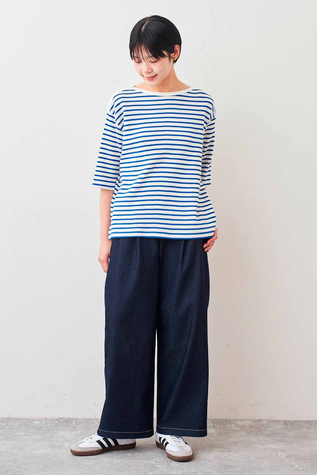 Live in  comfort|リブ イン コンフォート Live love cotton（R）プロジェクト 肌心地やわらかな 大人ボーダーワッフルトップスの会