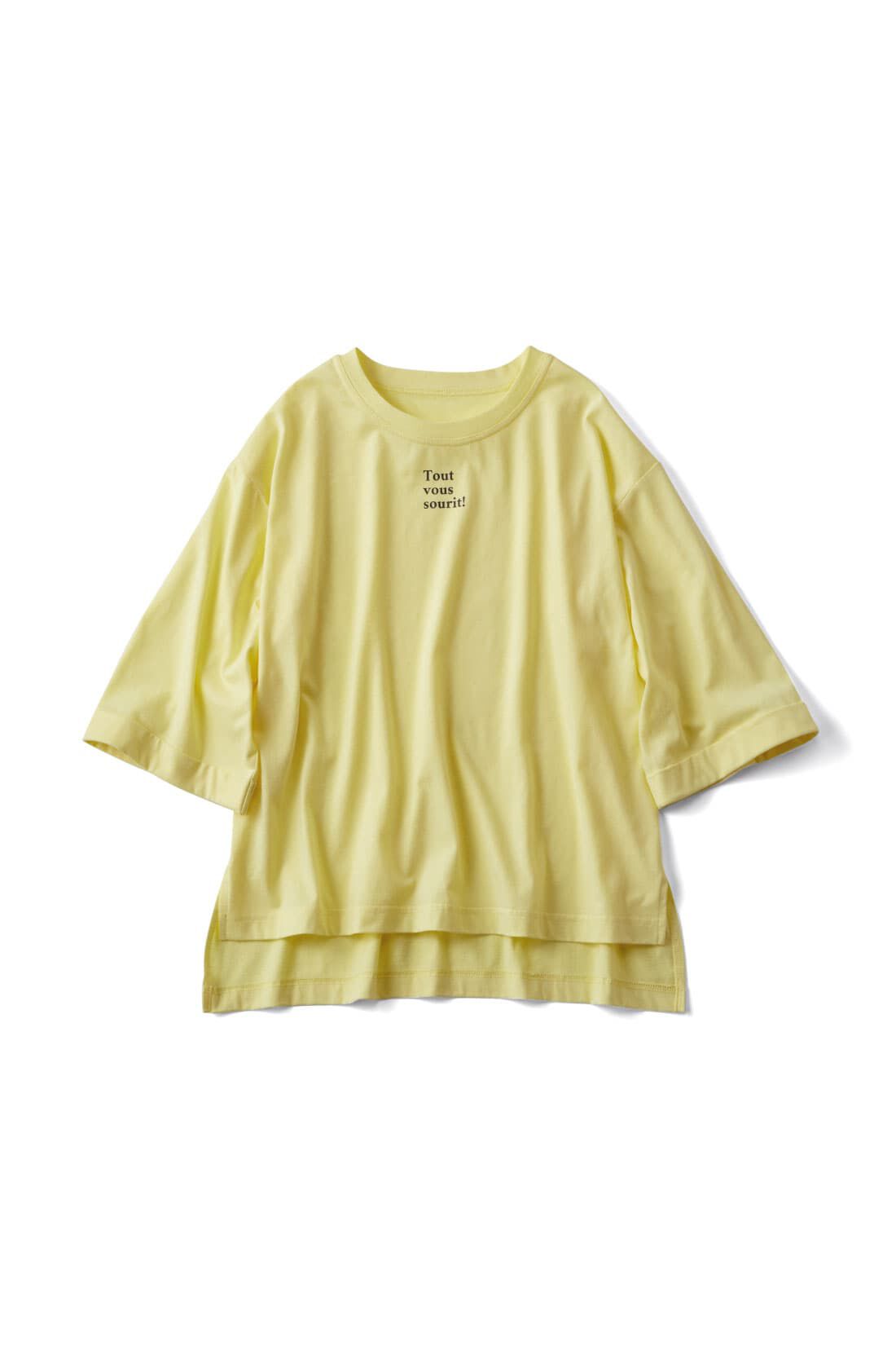 Live in  comfort|リブ イン コンフォート　Ｌｉｖｅ　Ｌｏｖｅ　ＣｏｔｔｏｎⓇプロジェクト　ロングシーズン使える　六分袖オーガニックコットンＴシャツ 〈ブラック〉|イエロー