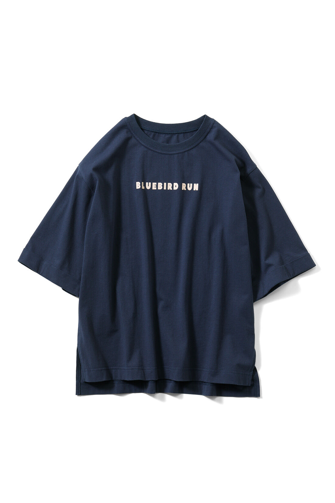 Live in  comfort|リブ イン コンフォート×500色の色えんぴつコラボ トルコオーガニックコットン五分袖Tシャツ|〈ネイビー〉BLUEBIRD RUN　しあわせを運ぶ青い鳥の小道色