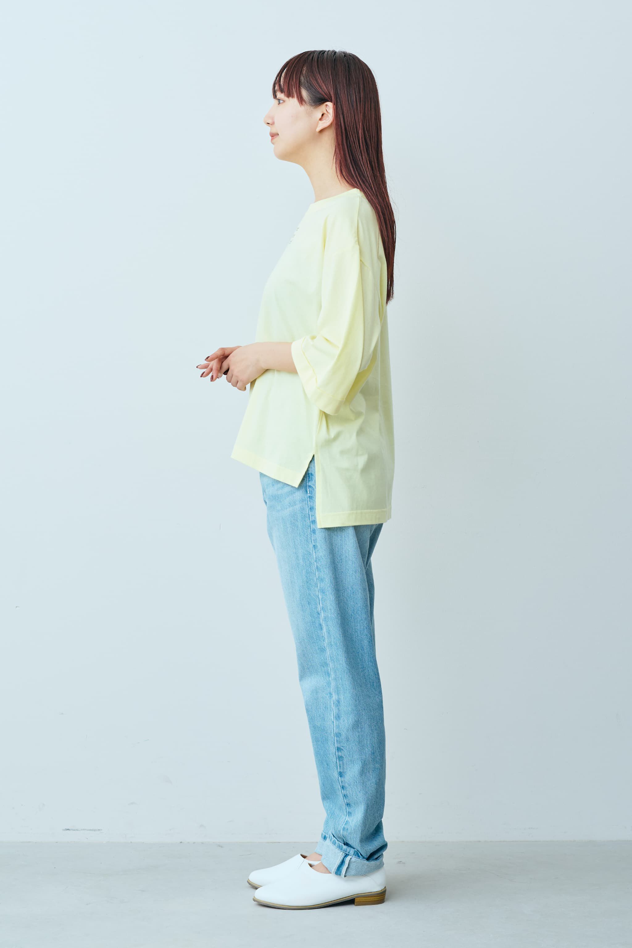 Live in  comfort|リブ イン コンフォート　Ｌｉｖｅ　Ｌｏｖｅ　ＣｏｔｔｏｎⓇプロジェクト　ロングシーズン使える　六分袖オーガニックコットンＴシャツ 〈イエロー〉