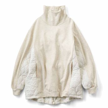 Live in  comfort | キルティング 裏起毛 異素材 チュニック 白 ベージュ