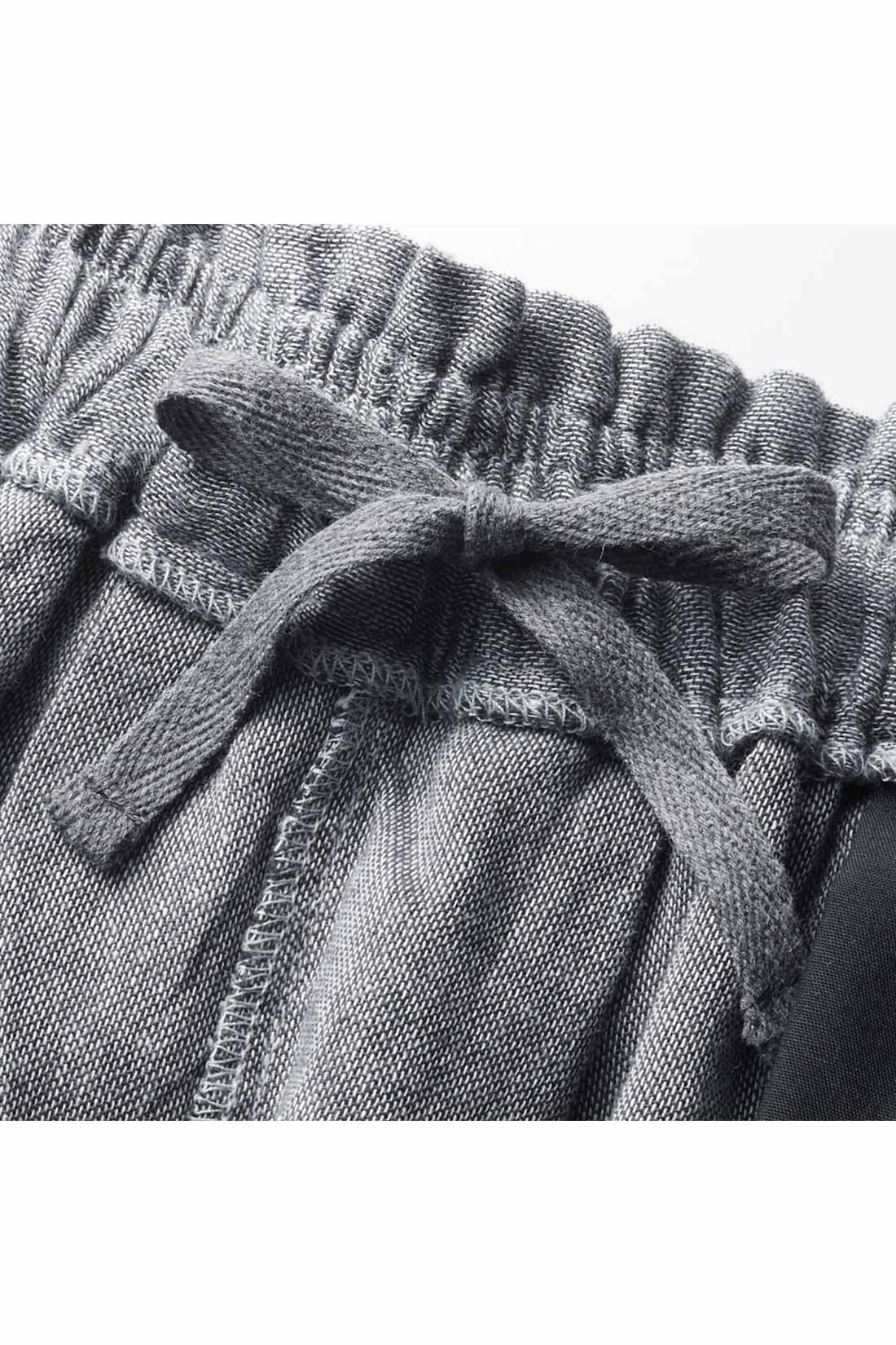 Live in  comfort|リブ イン コンフォート　肌に当たる裏側は綿１００％！風合いのいい麻混ダブルガーゼのぽんわりパンツ〈ベージュ〉|※お届けするカラーとは異なります。