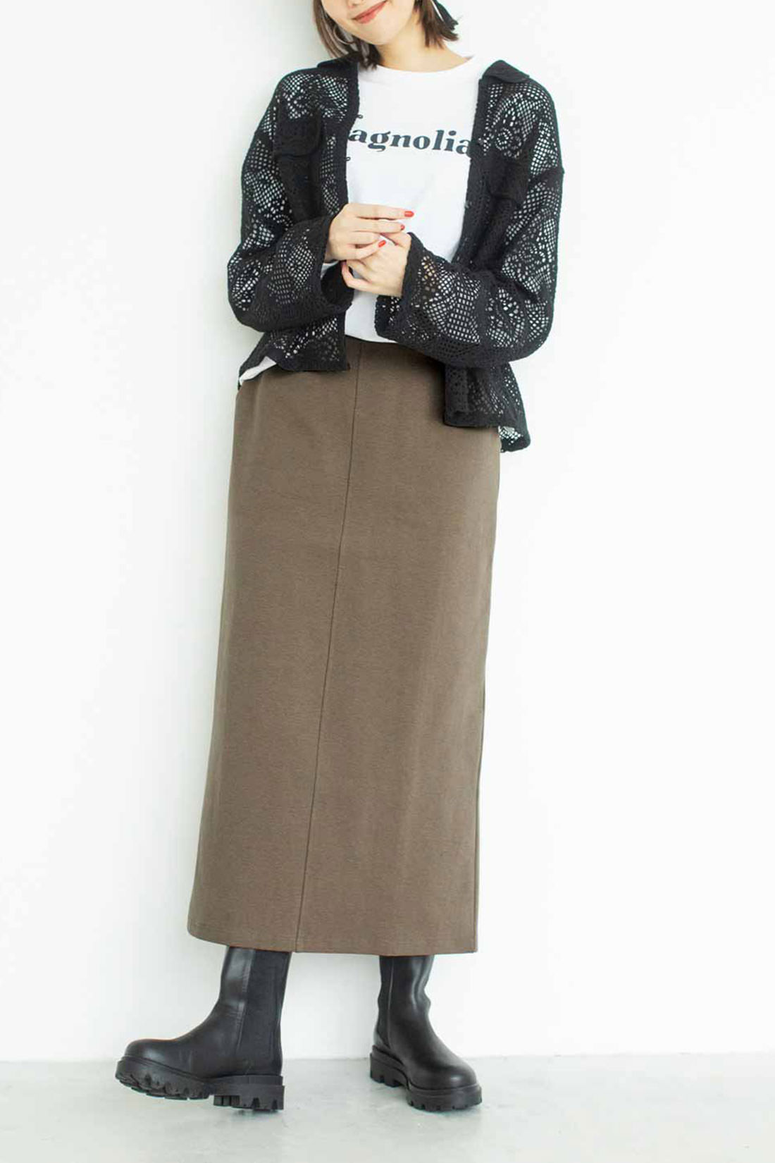 Live in  comfort|リブ イン コンフォート くぼっち★とコラボ 大人の華やぎレースシャツジャケット〈ブラック〉