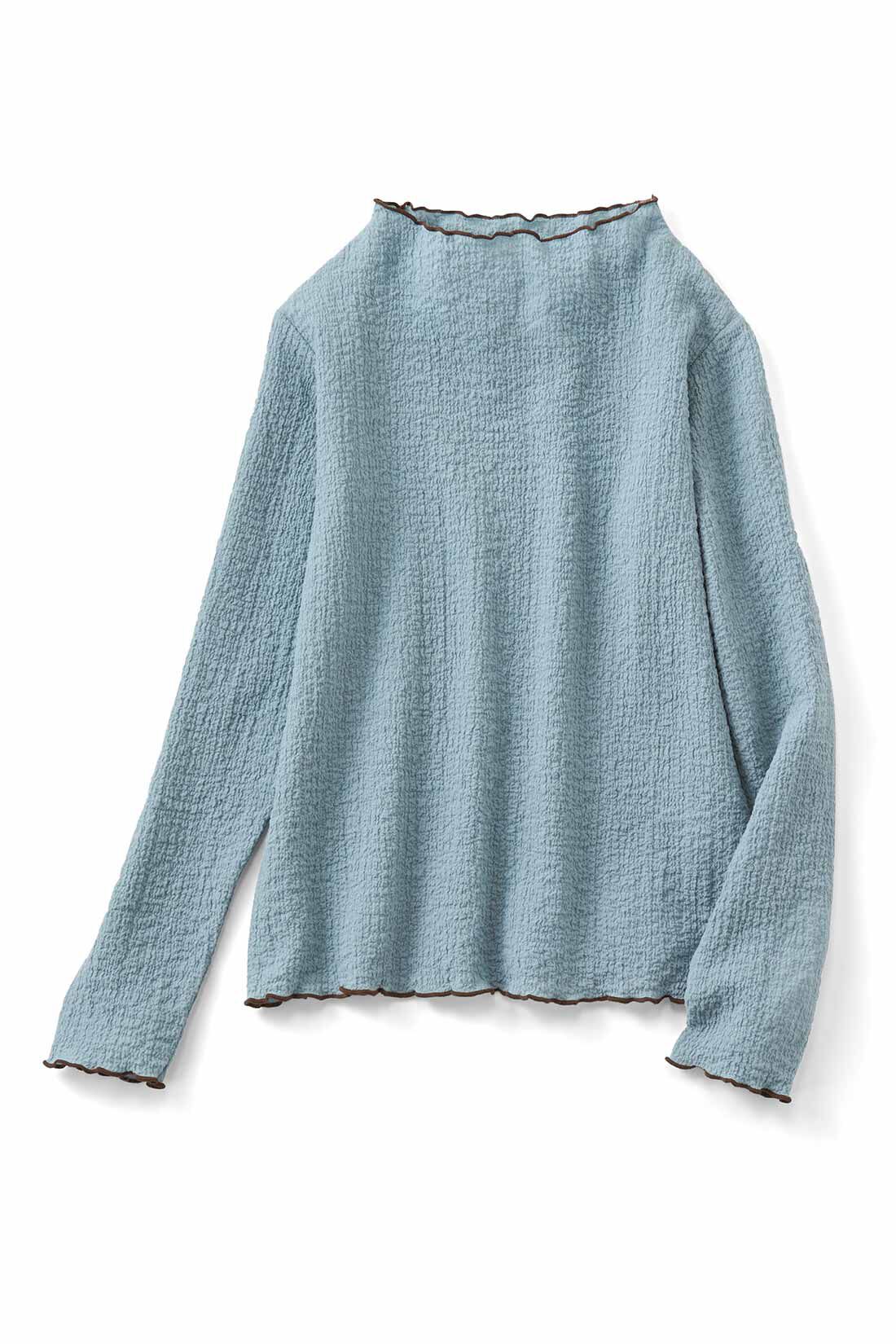 Live in  comfort|リブ イン コンフォート　ちょい足しでオシャレ度アップ！ コットン混のぽこぽこトップス〈ブルー〉|ブルー