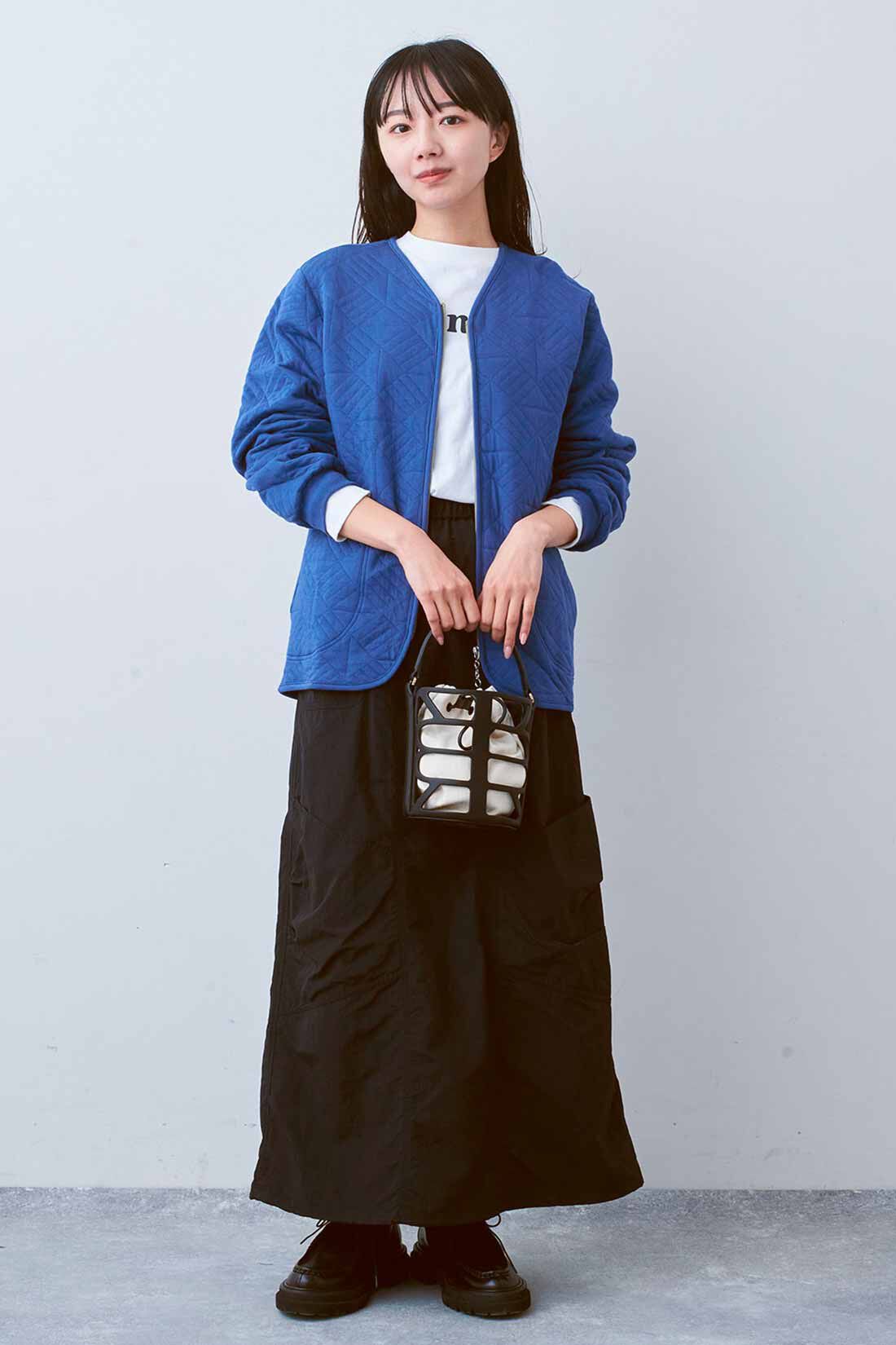 Live in  comfort|リブ イン コンフォート 季節の変わり目に大活躍する ふかふかキルティングカットソーブルゾン〈ブルー〉