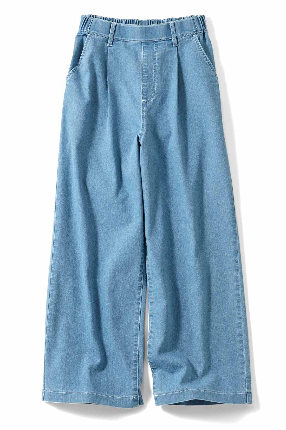 Live in  comfort|リブ イン コンフォート 接触冷感＆吸汗速乾で暑い日も涼やか 短め丈のワイドデニムパンツの会|ライトブルー
