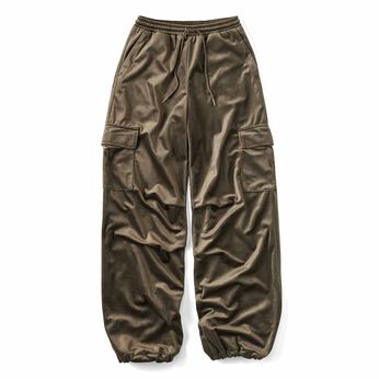 やわらか ベロア パラシュート パンツ ブラウン 茶
