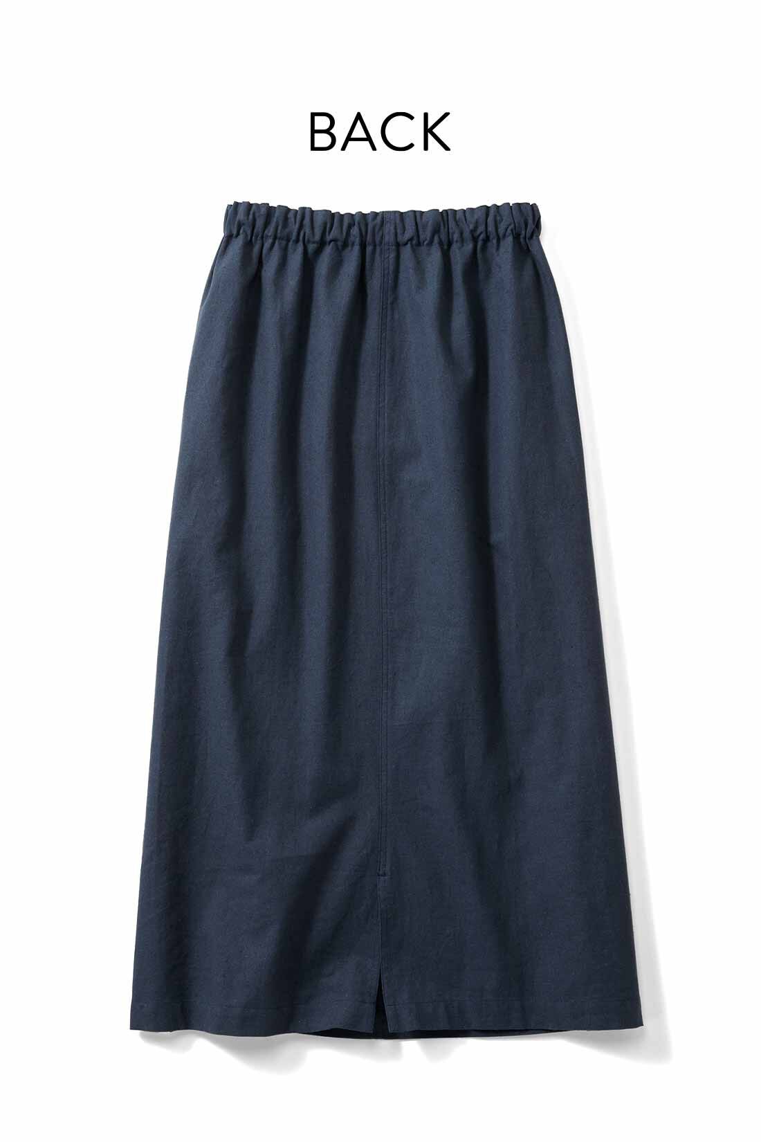 Live in  comfort|リブ イン コンフォート くぼっち★とコラボ 麻混素材のシャツ＆スカートセットアップ〈ダークネイビー〉