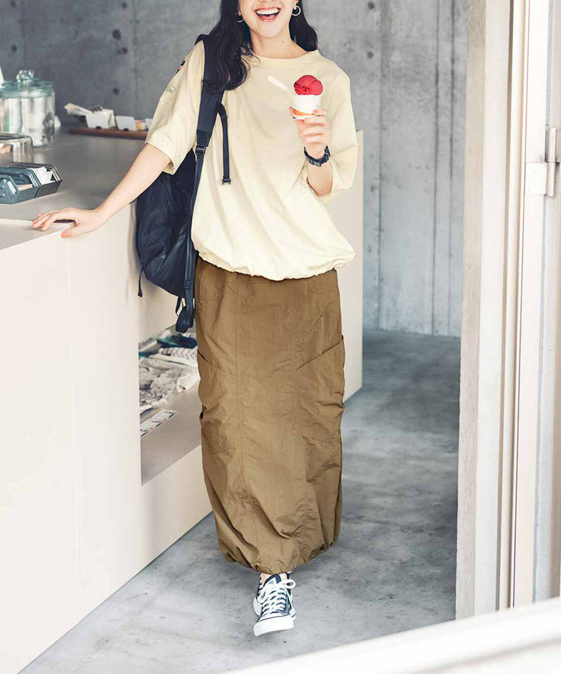 Live in  comfort|リブ イン コンフォート ハーロウアイスクリームさんとコラボ 接触冷感＆吸汗速乾で涼やか アイスコットンすそドロストTシャツの会