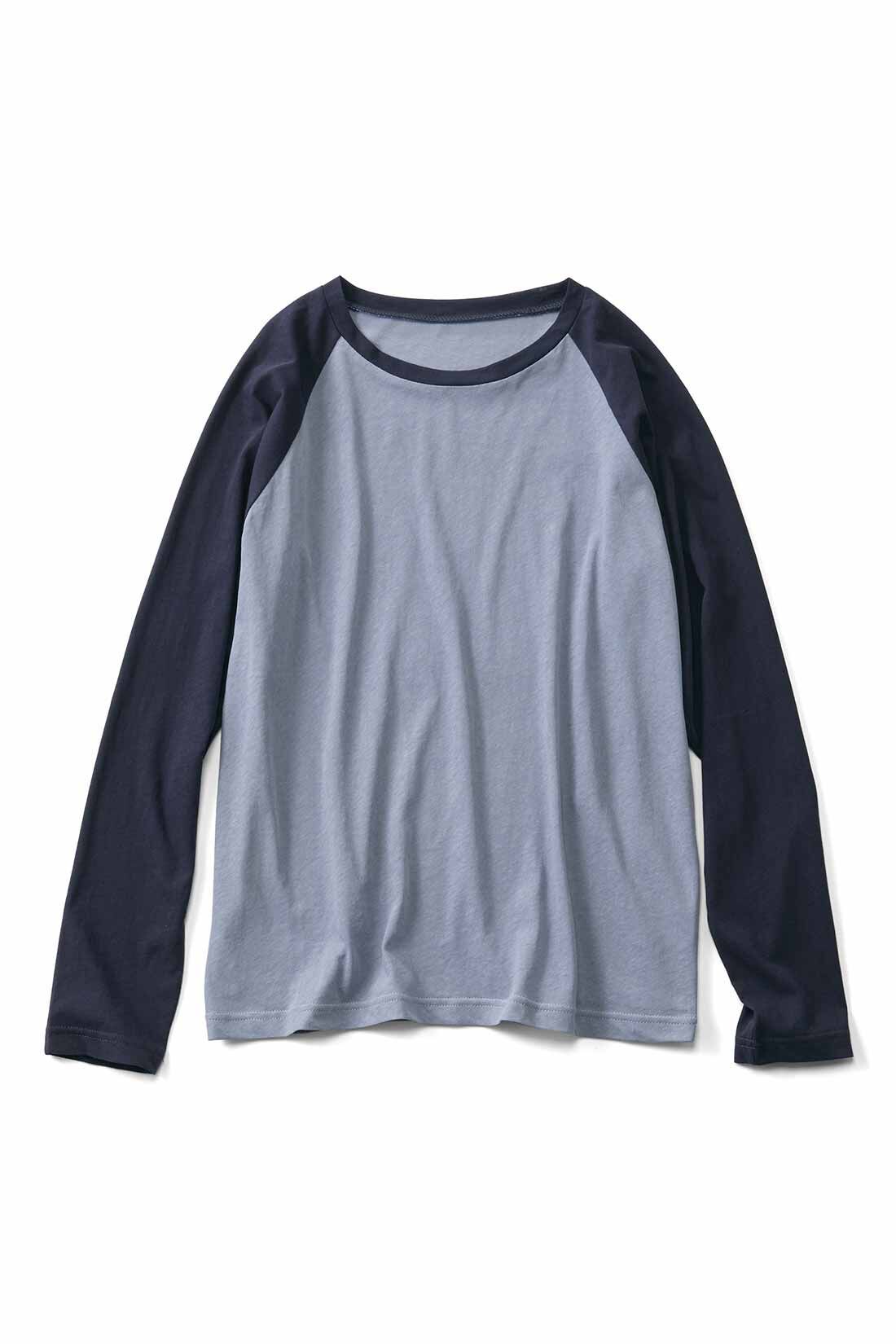 Live in comfort［リブインコンフォート］|リブ イン コンフォート　着ていることを忘れちゃう？ シアーなラグランスリーブトップス〈ブルー〉|ブルー