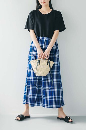 Live in  comfort | チェックドッキングワンピＢＬ　リブイン