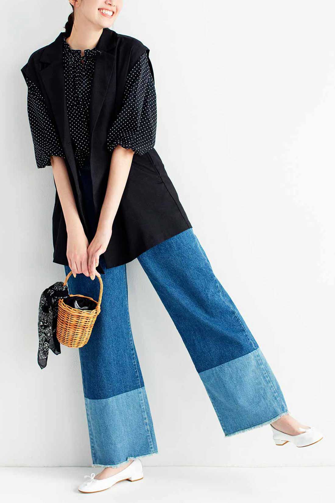 Live in  comfort|リブ イン コンフォート きちんと見えがかなう 大人のダブルベスト 〈ブラック〉