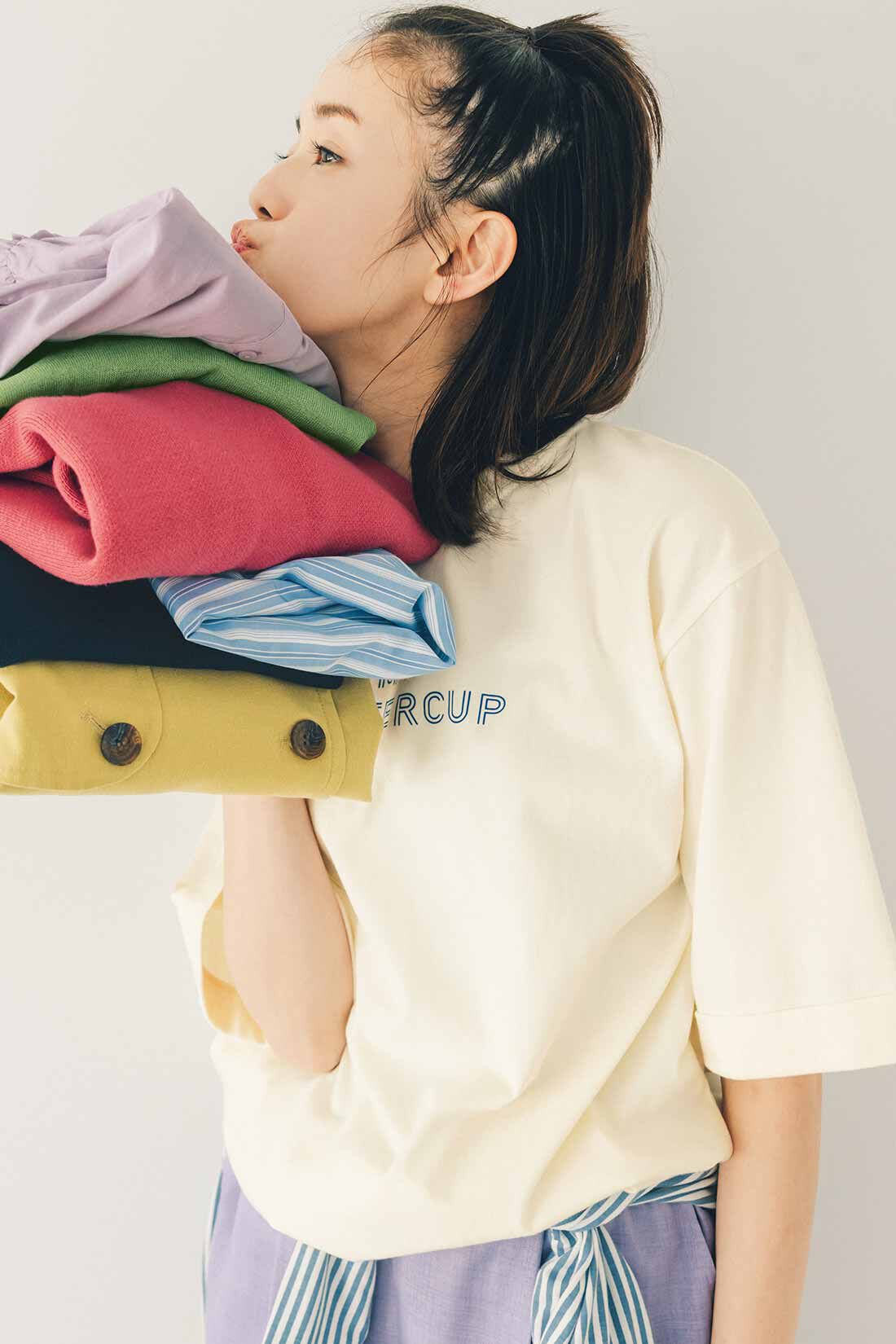 Live in  comfort|リブ イン コンフォート×500色の色えんぴつコラボ トルコオーガニックコットン五分袖Tシャツ