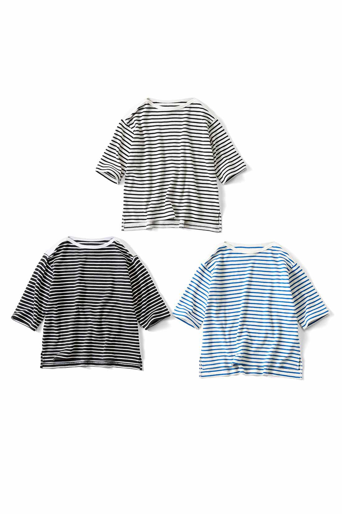Live in  comfort|リブ イン コンフォート Live love cotton（R）プロジェクト 肌心地やわらかな 大人ボーダーワッフルトップスの会