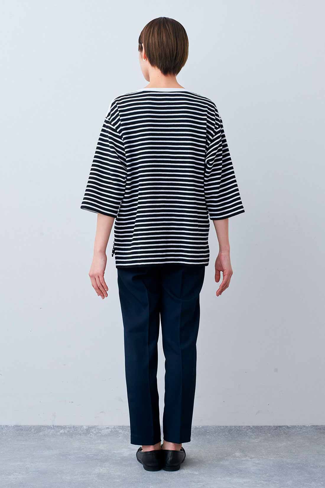 Live in  comfort|リブ イン コンフォート Live love cotton（R）プロジェクト 肌心地やわらかな 大人ボーダーワッフルトップスの会