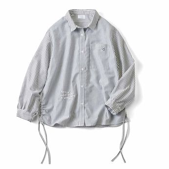 Live in  comfort | 刺しゅうストライプシャツ〈ＢＫ〉リブイン