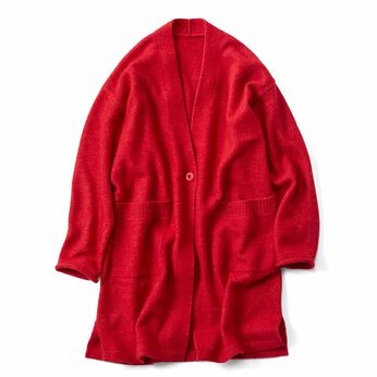 ロングカーディガン レッド もっちり