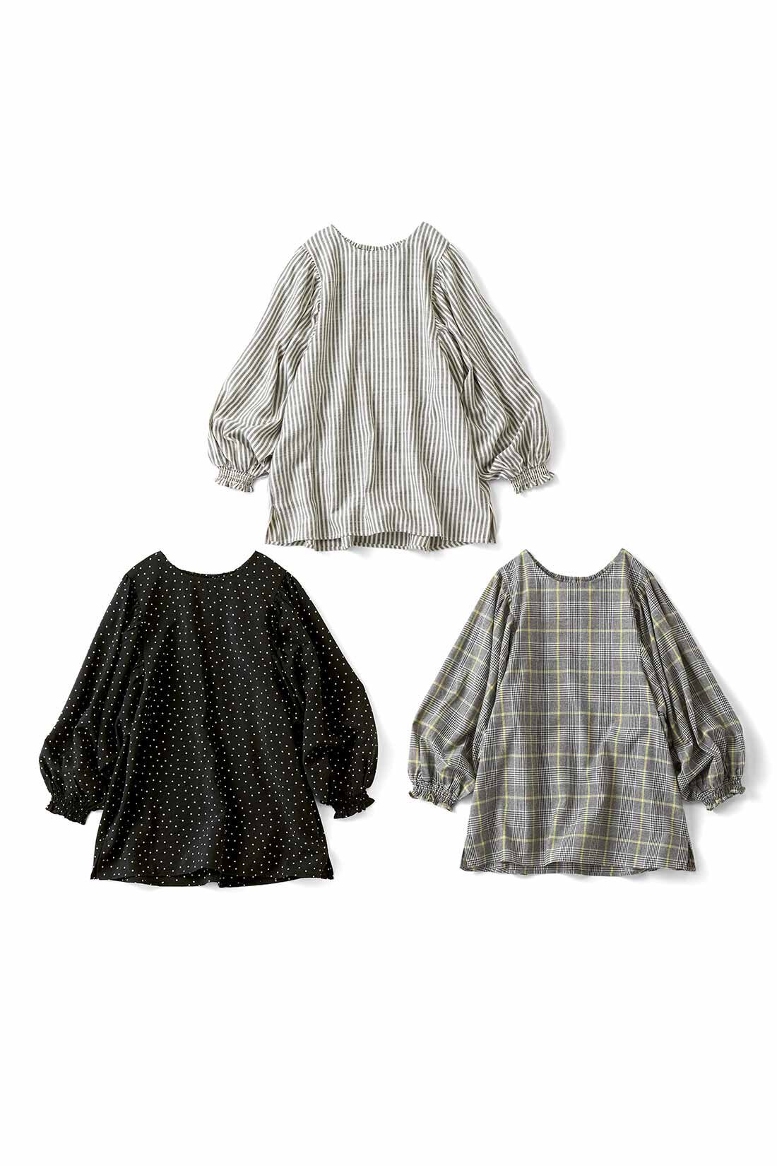 Live in  comfort|リブ イン コンフォート ネックギャザーで簡単に着られる！ ボリューム袖ブラウスの会