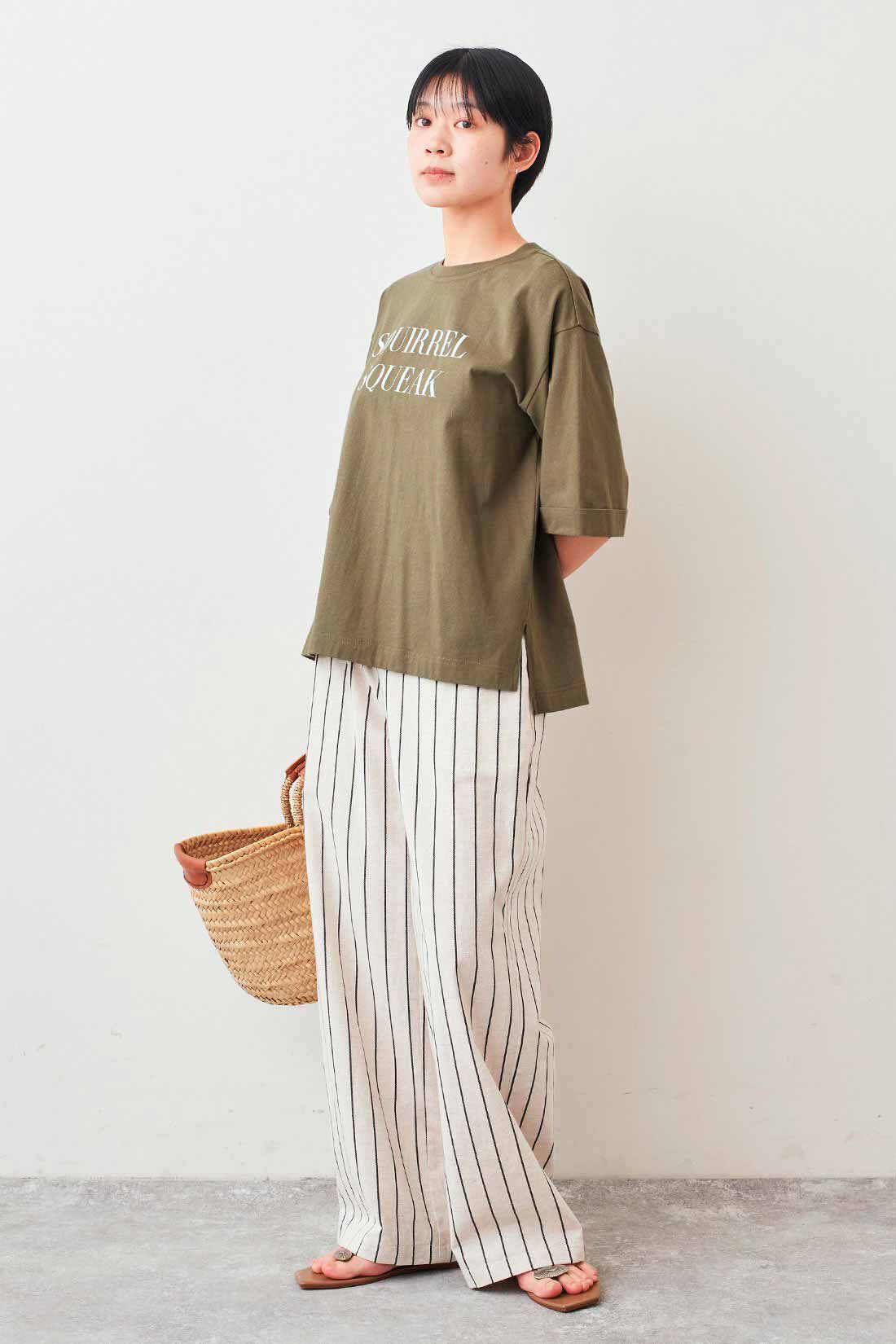 Live in  comfort|リブ イン コンフォート×500色の色えんぴつコラボ トルコオーガニックコットン五分袖Tシャツ