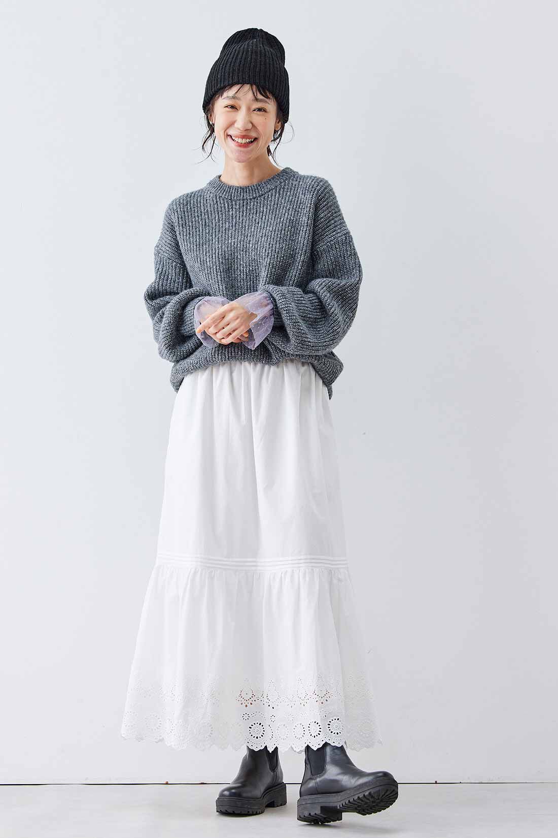 Live in  comfort|リブ イン コンフォート パッと着るだけで即華やぎ！ 大人ラメニットトップス〈チャコールグレー〉