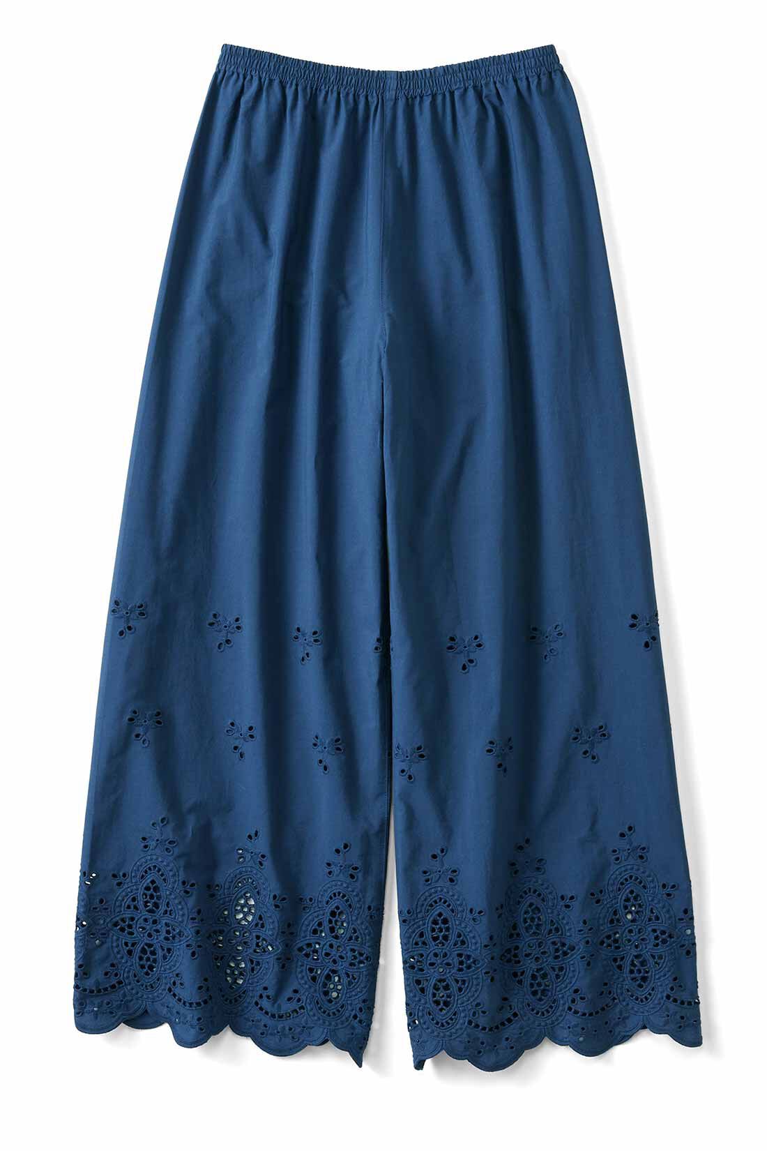 Live in  comfort|リブ イン コンフォート　はまじとコラボ 足もとが華やぐ 豪華なレースガウチョパンツ〈ネイビー〉