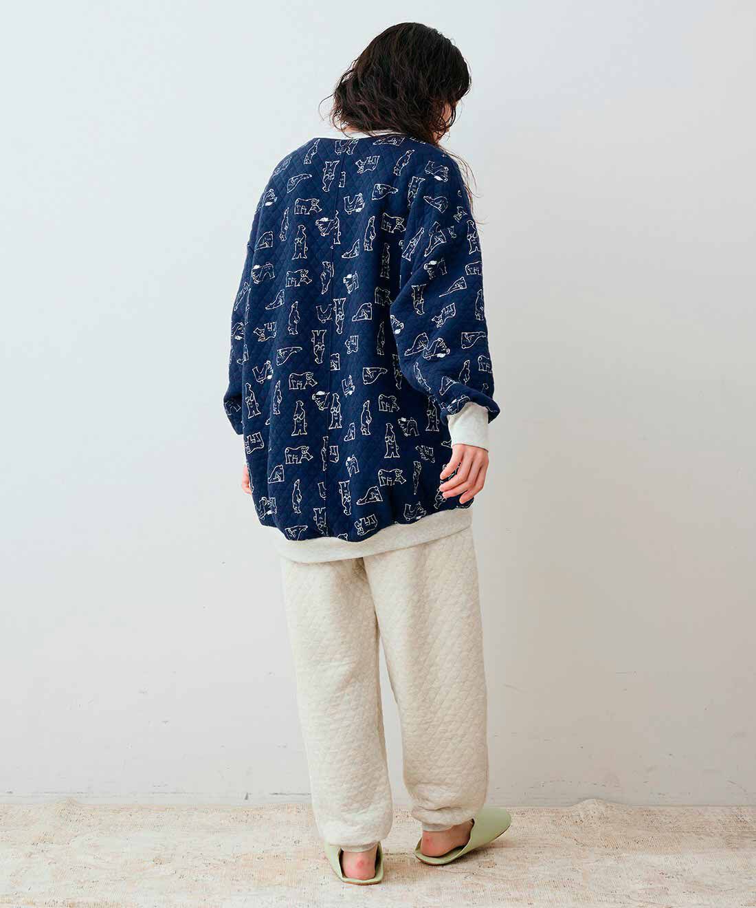 Live in  comfort|旭山動物園・ボルネオの森応援商品　リブ イン コンフォート　ホッキョクグマと一緒にすやすや　ふんわりやさしいコットンのキルティングパジャマ|モデル身長：163cm　着用サイズ：MT