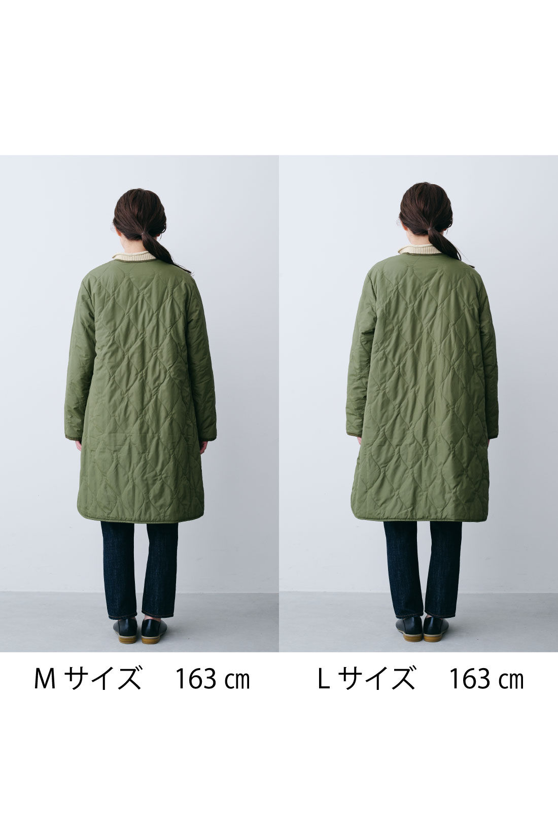 Live in  comfort|リブ イン コンフォート　はまじとコラボ ちょうどいい軽やかさのリバーシブルキルティングコート〈カーキ×グレンチェック〉