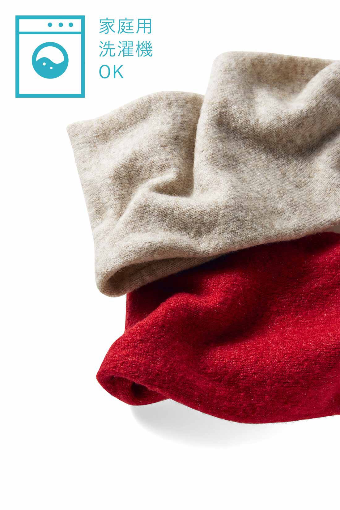 Live in  comfort|リブ イン コンフォート ふんわりやさしいヤク混素材のウォッシャブルニットトップス|カシミヤと並ぶ高級天然素材と言われるヤクをミックス。もっちり伸びて、軽い着心地。洗濯機で洗えます。