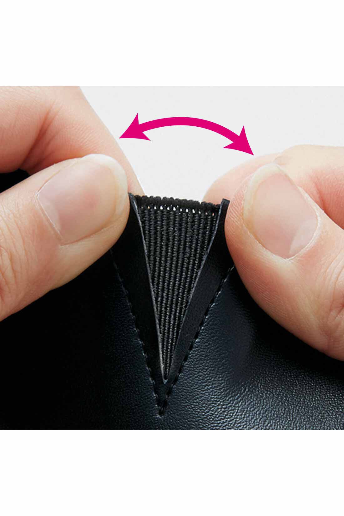 Live in  comfort|リブ イン コンフォート　はまじとコラボ　カジュアルスタイルがきれいめにまとまる　やわらかフラットシューティ〈アイスグレー〉|内側にあしらったゴムで、らくに脱ぎ履きできます。　※お届けするカラーとは異なります。