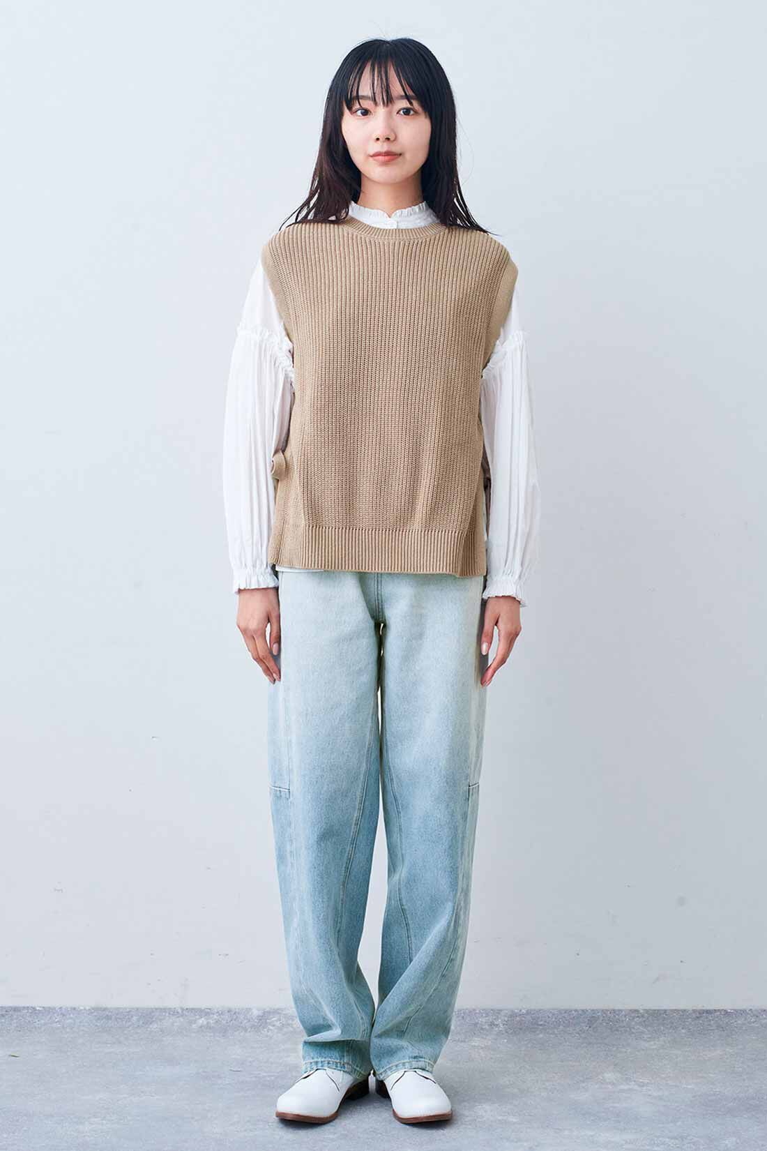 Live in  comfort|リブ イン コンフォート Live love cotton（R）プロジェクト コーデをアップデートできる オーガニックコットンニットベスト〈ベージュ〉