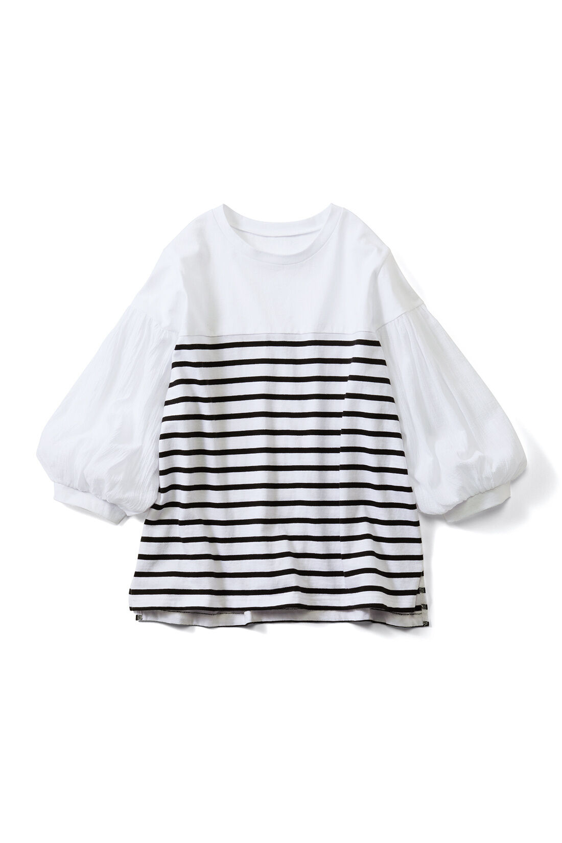 Live in  comfort|Live love cotton（R）プロジェクト　リブ イン コンフォート　一枚でサマになる袖布はく ボーダートップス〈ホワイト×ブラック〉|ホワイト×ブラック