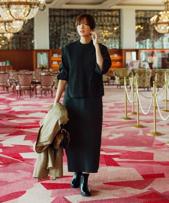 Live in comfort［リブインコンフォート］ | 美シルエット洗えるニットワンピセット〈ＢＫ〉リブ