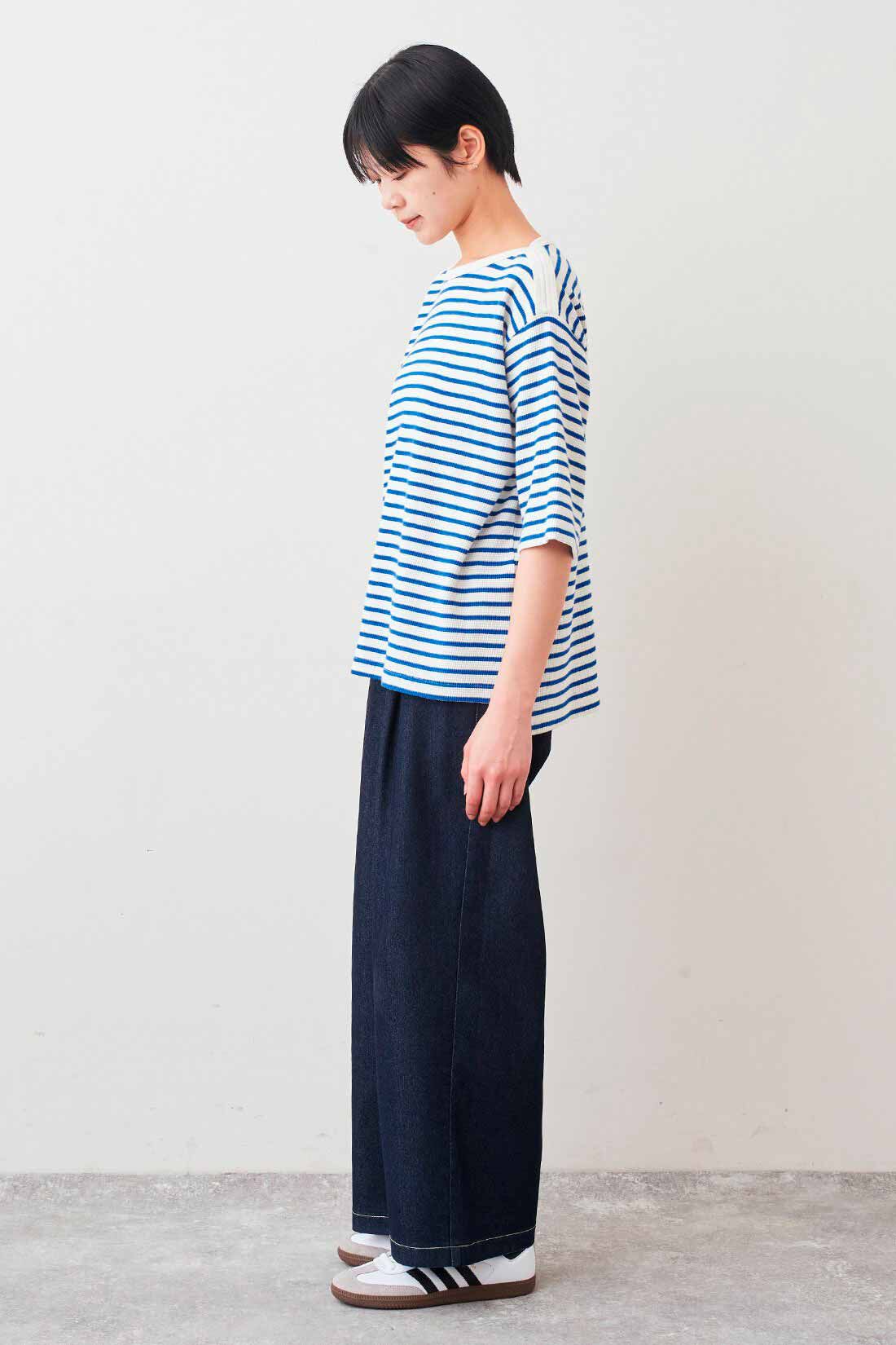 Live in  comfort|リブ イン コンフォート Live love cotton（R）プロジェクト 肌心地やわらかな 大人ボーダーワッフルトップスの会