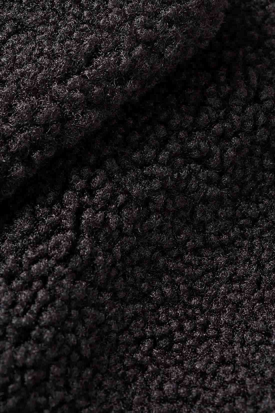 Live in  comfort|リブ イン コンフォート はまじとコラボ 着るだけでオシャレ見えする！ ボア素材のジャケットコート〈ブラック〉|黒なので膨張しにくく印象すっきり。モコモコしすぎない軽くて暖かなブークレーボア素材。