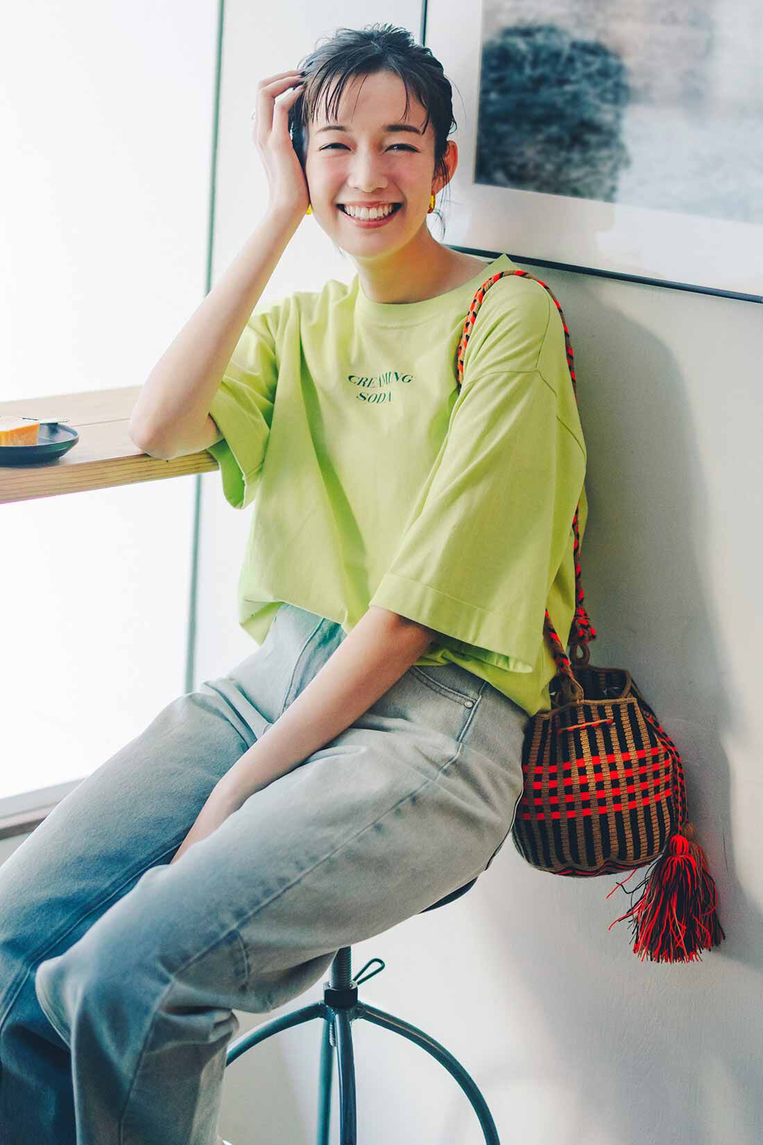 Live in  comfort|リブ イン コンフォート×500色の色えんぴつコラボ トルコオーガニックコットン五分袖Tシャツ
