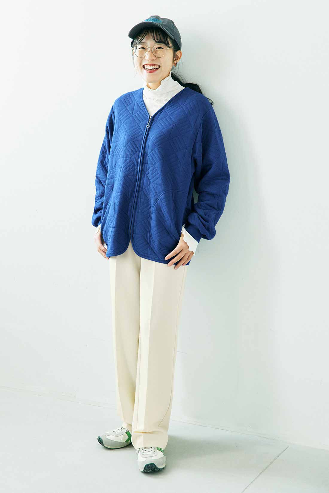 Live in  comfort|リブ イン コンフォート 季節の変わり目に大活躍する ふかふかキルティングカットソーブルゾン〈ブルー〉