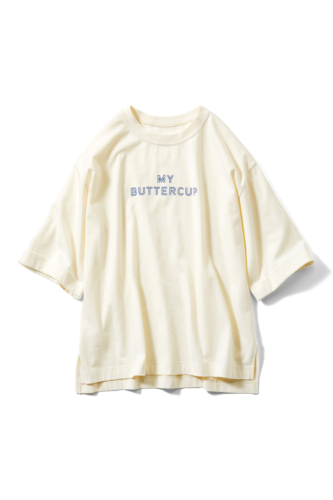 Live in  comfort|リブ イン コンフォート×500色の色えんぴつコラボ トルコオーガニックコットン五分袖Tシャツ|〈ホワイトクリーム〉MY BUTTERCUP　ふんわり＆こってり、甘くてとろけるホイップバター色
