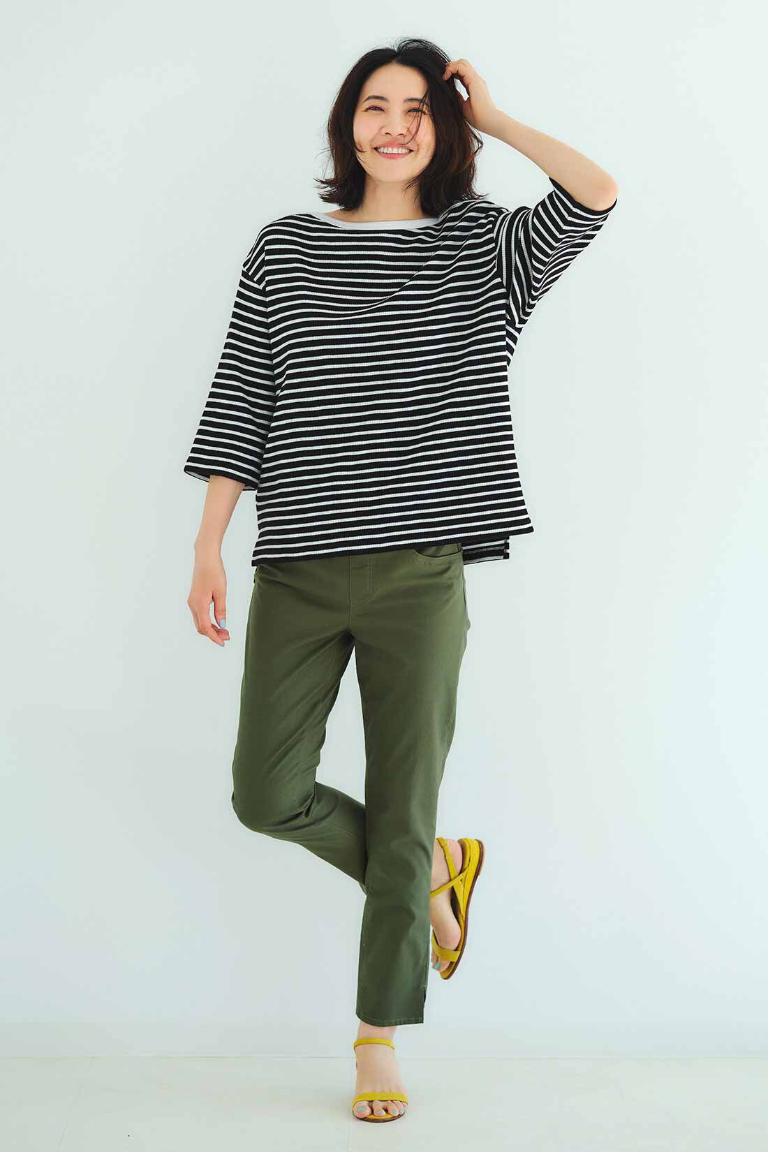 Live in  comfort|リブ イン コンフォート Live love cotton（R）プロジェクト 肌心地やわらかな 大人ボーダーワッフルトップスの会