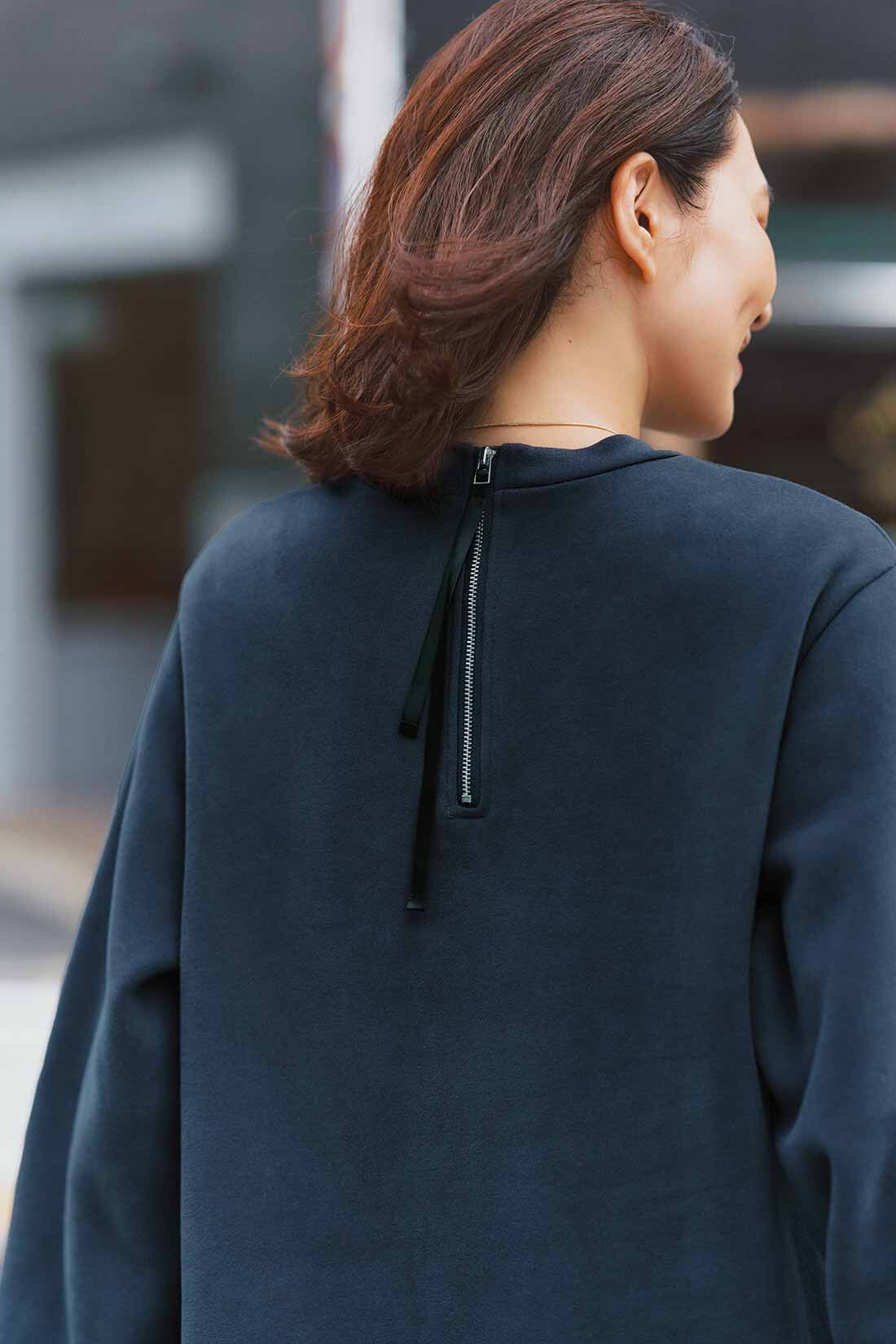 Live in  comfort|リブ イン コンフォート 異素材遣いで品のよい 裏起毛カットソーワンピース