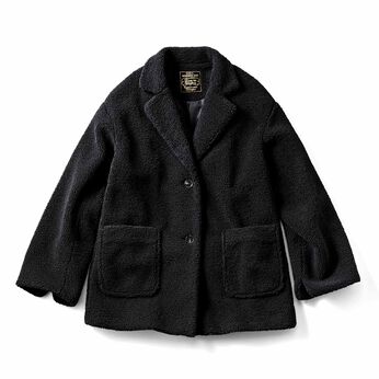はまじ オシャレ見え ボア素材ジャケットコート〈ブラック〉